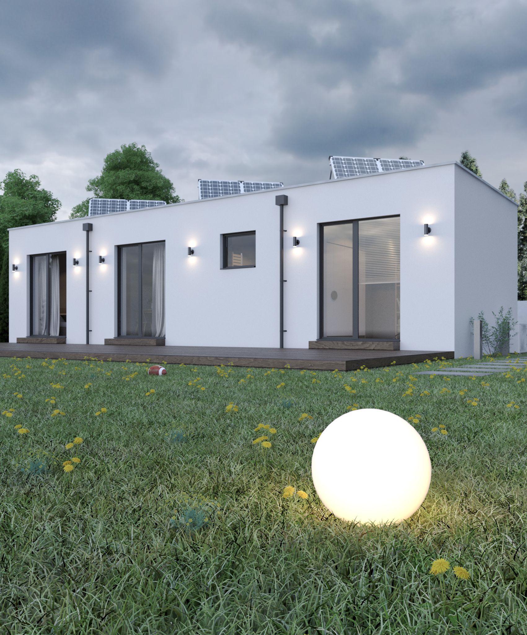 Exteriérová vizualizácia pozdĺžneho modulového domu ALABAMA One