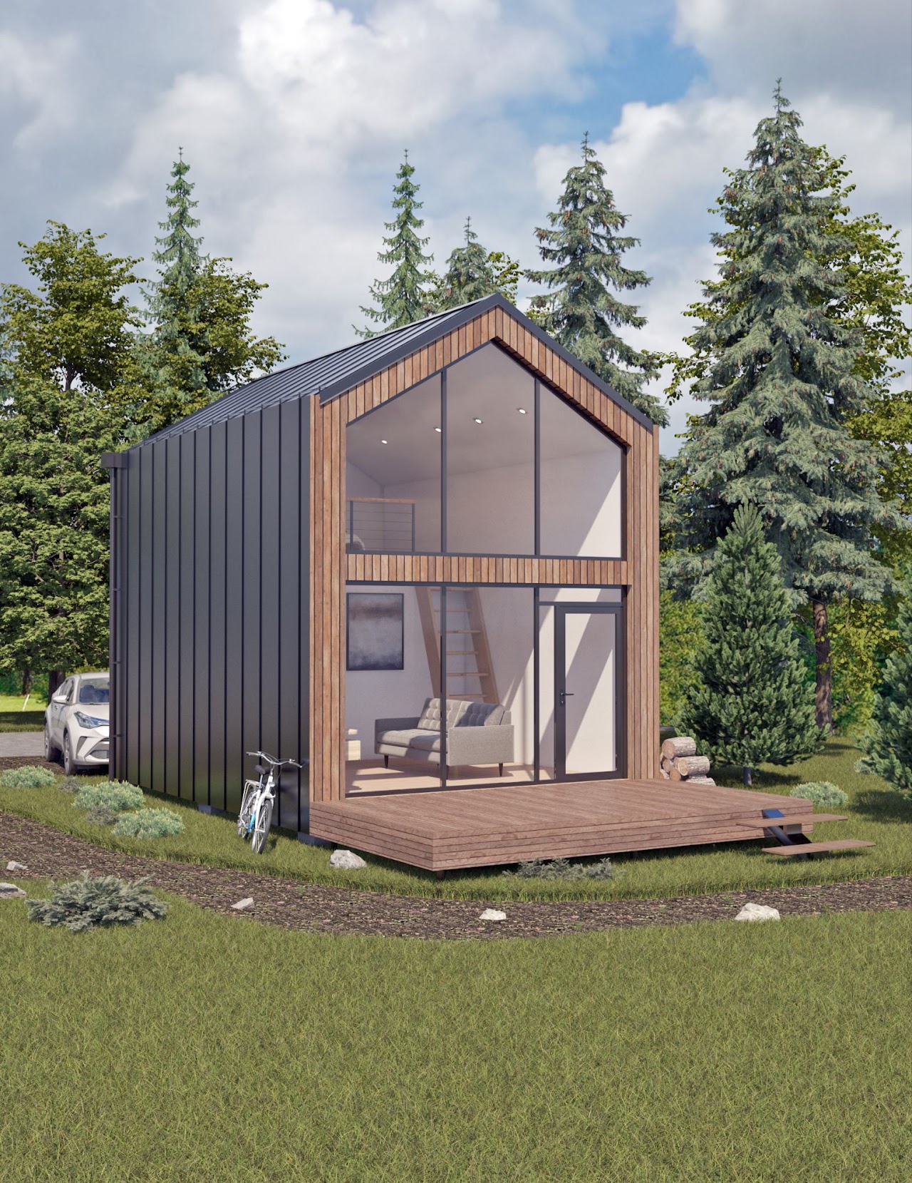 Dvojpodlažný rekreačný modulový dom ASPEN Plus